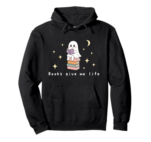 Retro-Geist Lesen Bücher Bücherwurm Literarisches Mädchen Pullover Hoodie von Retro Ghost Reading Books Literary Girl Halloween
