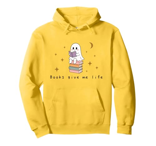 Retro-Geist Lesen Bücher Bücherwurm Literarisches Mädchen Pullover Hoodie von Retro Ghost Reading Books Literary Girl Halloween