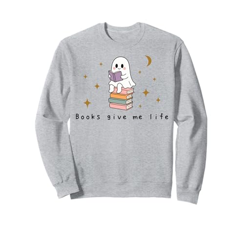 Retro-Geist Lesen Bücher Bücherwurm Literarisches Mädchen Sweatshirt von Retro Ghost Reading Books Literary Girl Halloween