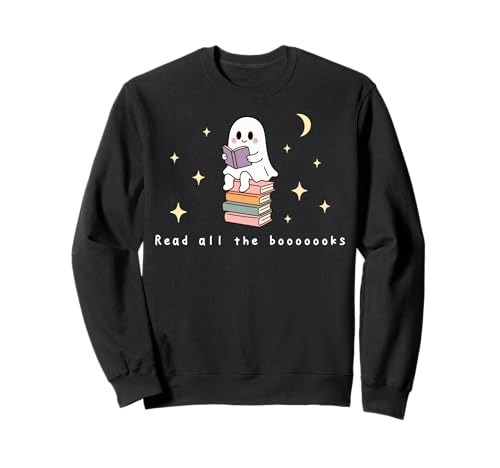 Retro-Geist Lesen Bücher Bücherwurm Literarisches Mädchen Sweatshirt von Retro Ghost Reading Books Literary Girl Halloween