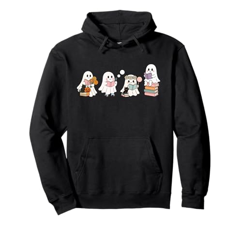 Retro-Geister Lesen Bücher Bücherwurm Literarisches Mädchen Pullover Hoodie von Retro Ghost Reading Books Literary Girl Halloween