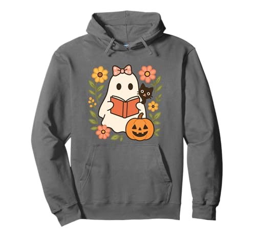 Retro-Geister Lesen Bücher Bücherwurm Literarisches Mädchen Pullover Hoodie von Retro Ghost Reading Books Literary Girl Halloween