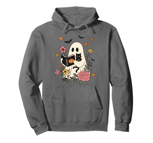 Retro-Geister Lesen Bücher Bücherwurm Literarisches Mädchen Pullover Hoodie von Retro Ghost Reading Books Literary Girl Halloween