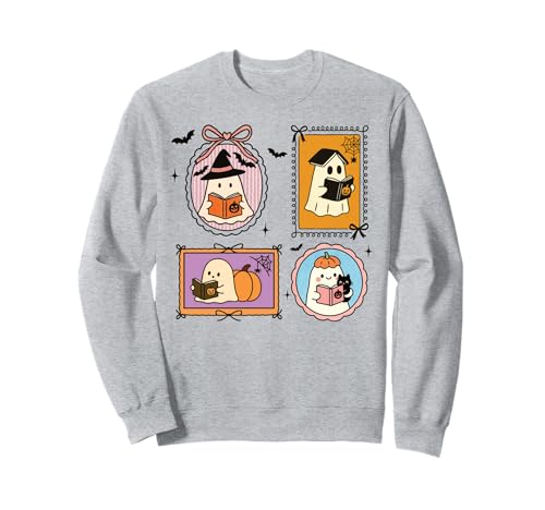 Retro-Geister Lesen Bücher Bücherwurm Literarisches Mädchen Sweatshirt von Retro Ghost Reading Books Literary Girl Halloween