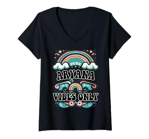Damen Aryana Vibes Only Cute Retro Girls Aryana Name T-Shirt mit V-Ausschnitt Damen Aryana Vibes Only Cute Retro Girls Aryana Name T-Shirt mit V-Ausschnitt von Retro Gift For Women Gift For ARYANA