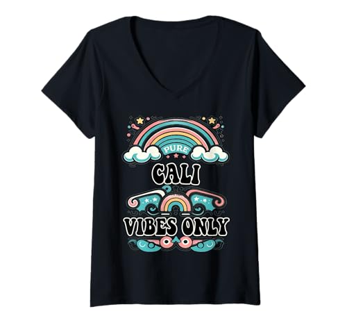 Damen CALI Vibes Only Cute Retro Girls CALI Name T-Shirt mit V-Ausschnitt Damen CALI Vibes Only Cute Retro Girls CALI Name T-Shirt mit V-Ausschnitt von Retro Gift For Women Gift For CALI