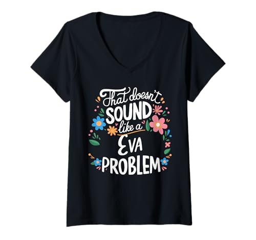 Damen Eva Personalized Cute Flower Girls Eva Name T-Shirt mit V-Ausschnitt Damen Eva Personalized Cute Flower Girls Eva Name T-Shirt mit V-Ausschnitt von Retro Gift For Women Gift For Eva
