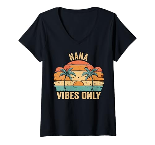 Damen HANA Vibes Only Cute Retro Girls HANA Name T-Shirt mit V-Ausschnitt Damen HANA Vibes Only Cute Retro Girls HANA Name T-Shirt mit V-Ausschnitt von Retro Gift For Women Gift For HANA