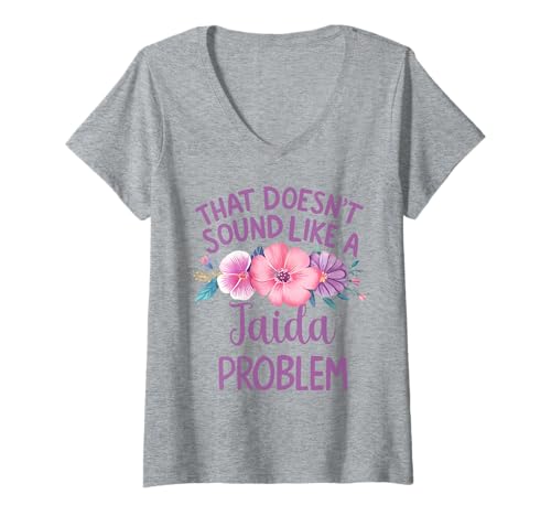 Damen Jaida Personalized Cute Flower Girls Jaida Name T-Shirt mit V-Ausschnitt von Retro Gift For Women Gift For Jaida