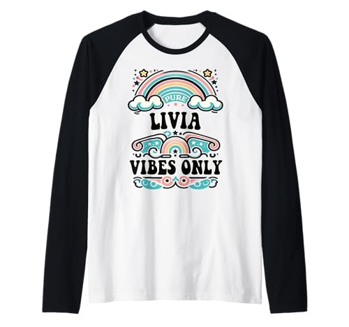 Livia Vibes Only Cute Retro Girls Livia Name Raglan von Retro Gift For Women Gift For LIVIA