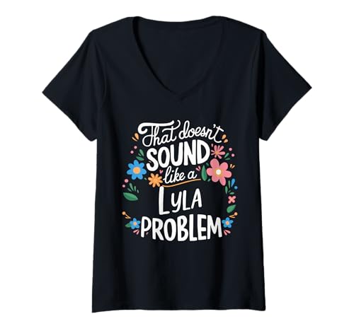 Damen Lyla Personalisierte süße Blumenmädchen Lyla Name T-Shirt mit V-Ausschnitt von Retro Gift For Women Gift For Lyla