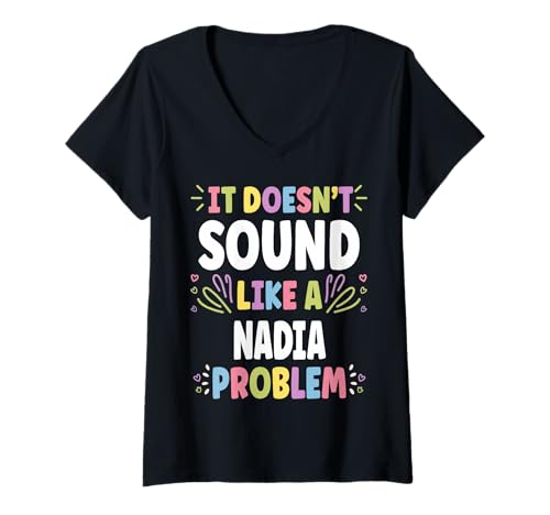 Damen Nadia Personalisiertes Frauengeschenk Custom Nadia T-Shirt mit V-Ausschnitt Damen Nadia Personalisiertes Frauengeschenk Custom Nadia T-Shirt mit V-Ausschnitt von Retro Gift For Women Gift For NADIA