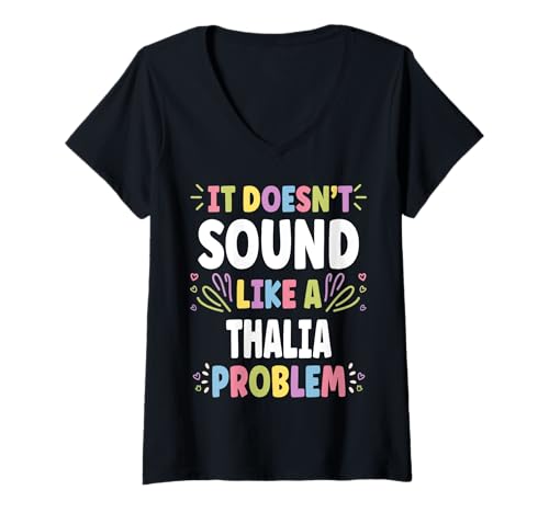 Damen Thalia Personalized Women's Gift Custom Thalia T-Shirt mit V-Ausschnitt Damen Thalia Personalized Women's Gift Custom Thalia T-Shirt mit V-Ausschnitt von Retro Gift For Women Gift For THALIA