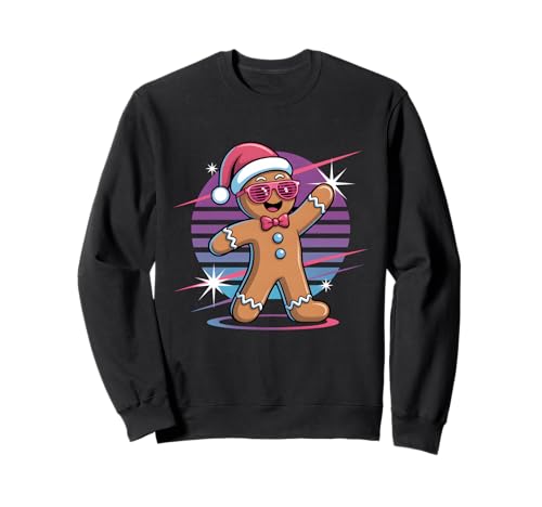 Retro 80er Jahre Lebkuchenmann Weihnachten Backen Damen Herren Sweatshirt von Retro Gingerbread Santa Hat Xmas Cookie