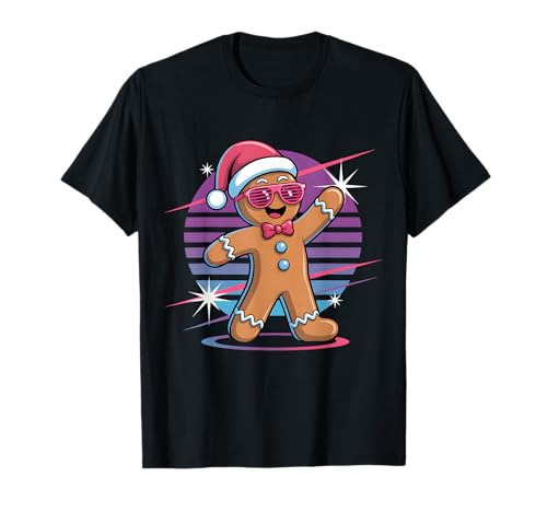 Retro 80er Jahre Lebkuchenmann Weihnachten Backen Damen Herren T-Shirt von Retro Gingerbread Santa Hat Xmas Cookie