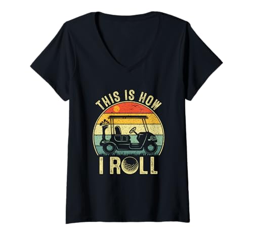 Damen So Spiele ich Golf im Vintage-Stil T-Shirt mit V-Ausschnitt Damen So Spiele ich Golf im Vintage-Stil T-Shirt mit V-Ausschnitt von Retro Golf Cart Sunset Enthusiasts