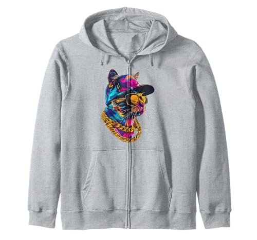Coole Hip Hop Cat Urban Streetwear B-Boy Graffiti Kapuzenjacke von Retro Graffiti B-Boy Breakdance Urban Streetwear