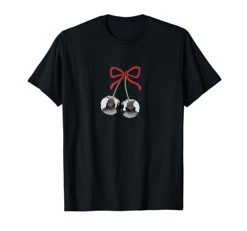 Kastanienbraune rote Schleife Disco Cherry Balls Girly Aesthetic T-Shirt Kastanienbraune rote Schleife Disco Cherry Balls Girly Aesthetic T-Shirt von Retro Graphics