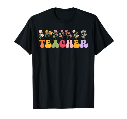 Lustige groovige Lehrerin Wildblume Frauen zurück zur Schule T-Shirt Lustige groovige Lehrerin Wildblume Frauen zurück zur Schule T-Shirt von Retro Groovy Flowers Teacher Back To School Gifts