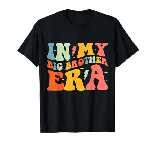 In My Big Brother Era Groovy Lustiger Big Bro Kinder Jungen Kleinkind T-Shirt von Retro Groovy In My Big Brother Era Birthday Tee