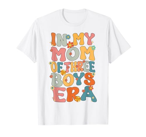 Mutter von 3 Jungen Groovy In Meiner Mutter Von Drei Jungen Era Muttertag T-Shirt von Retro Groovy Mom Of 3 Three Boys Funny Mothers Day