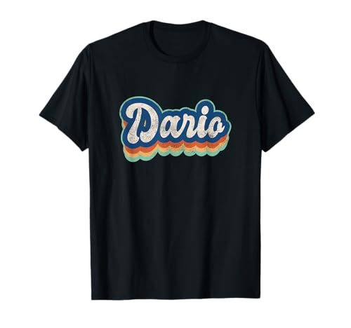 Dario Vorname Boy Vintage Style 70er 80er Jahre Personalisiert T-Shirt von Retro Groovy Name Fathers Day outfit For Men