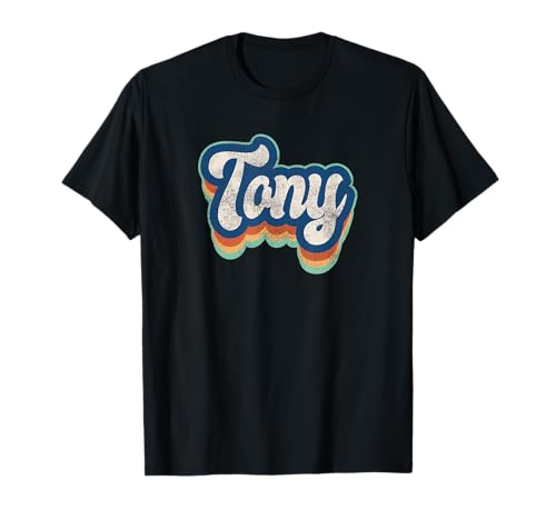 Tony Vorname Boy Vintage Style 70er 80er Jahre Personalisiert T-Shirt von Retro Groovy Name Fathers Day outfit For Men