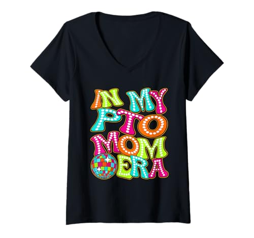 Damen Disco Groovy In meiner PTO-Mutter-Ära T-Shirt mit V-Ausschnitt Damen Disco Groovy In meiner PTO-Mutter-Ära T-Shirt mit V-Ausschnitt von Retro Groovy PTO mom
