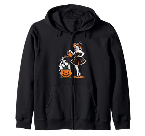 Retro Halloween Pinup Hexe 1950er Stil Gruseliges Pin-Up Girl Kapuzenjacke Retro Halloween Pinup Hexe 1950er Stil Gruseliges Pin-Up Girl Kapuzenjacke von Retro Halloween Pinup Witch Pumpkin Ghost Costume