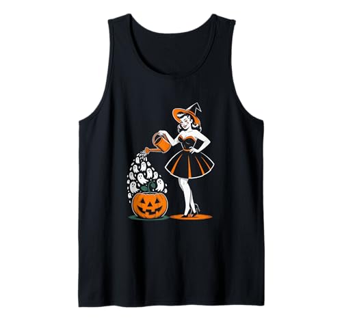Retro Halloween Pinup Hexe 1950er Stil Gruseliges Pin-Up Girl Tank Top Retro Halloween Pinup Hexe 1950er Stil Gruseliges Pin-Up Girl Tank Top von Retro Halloween Pinup Witch Pumpkin Ghost Costume