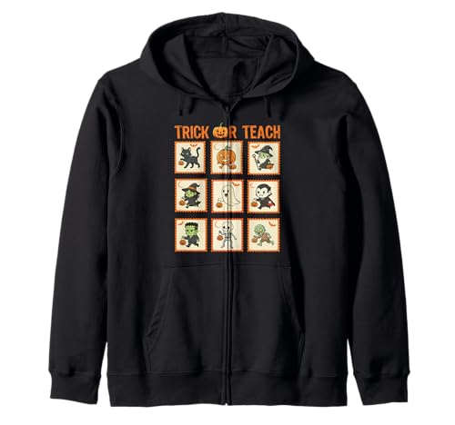 Halloween Lehrer Stempel Niedliche Kostüme Trick Or Teach Kinder Kapuzenjacke von Retro Halloween Stamps