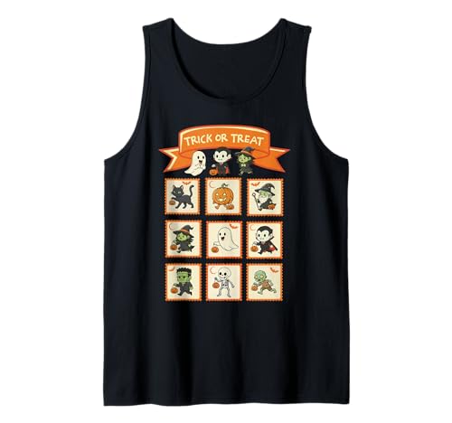 Halloween Lehrer Stempel Niedliche Kostüme Trick Or Treat Kinder Tank Top von Retro Halloween Stamps