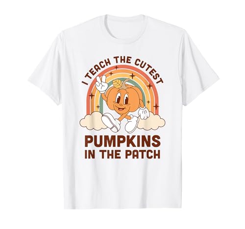 Ich bringe den süßesten Kürbissen im Patch bei T-Shirt Ich bringe den süßesten Kürbissen im Patch bei T-Shirt von Retro Halloween Teacher Pumpkin Rainbow