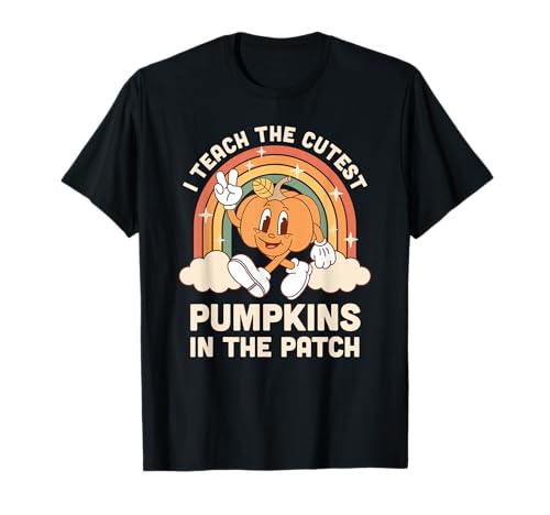 Ich bringe den süßesten Kürbissen im Patch bei T-Shirt Ich bringe den süßesten Kürbissen im Patch bei T-Shirt von Retro Halloween Teacher Pumpkin Rainbow