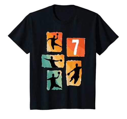 Kinder Handball Silhouette Retro Zahl 7 Spieler Sport Geburtstag T-Shirt Kinder Handball Silhouette Retro Zahl 7 Spieler Sport Geburtstag T-Shirt von Retro Handball Spieler Sport Nummer