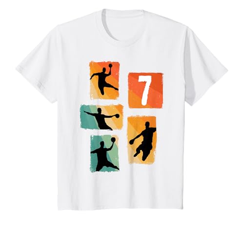 Kinder Handball Silhouette Retro Zahl 7 Spieler Sport Geburtstag T-Shirt Kinder Handball Silhouette Retro Zahl 7 Spieler Sport Geburtstag T-Shirt von Retro Handball Spieler Sport Nummer