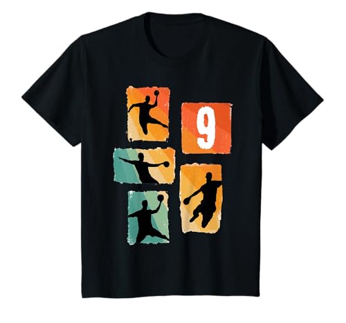Kinder Handball Silhouette Retro Zahl 9 Spieler Sport Geburtstag T-Shirt Kinder Handball Silhouette Retro Zahl 9 Spieler Sport Geburtstag T-Shirt von Retro Handball Spieler Sport Nummer