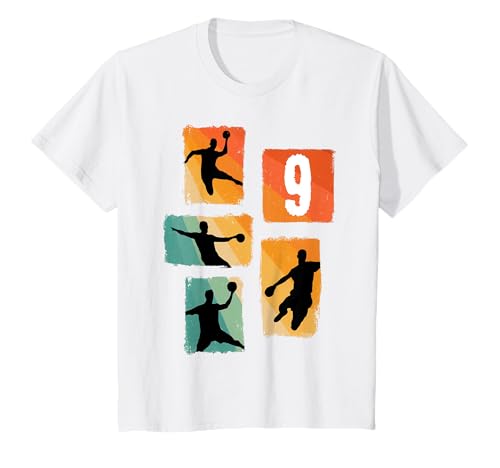 Kinder Handball Silhouette Retro Zahl 9 Spieler Sport Geburtstag T-Shirt Kinder Handball Silhouette Retro Zahl 9 Spieler Sport Geburtstag T-Shirt von Retro Handball Spieler Sport Nummer