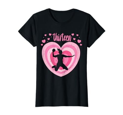 13 Jahre alter süßer Handball Geburtstag Mädchen 13. B-Tag T-Shirt von Retro Handball Themed Girls Birthday Designs