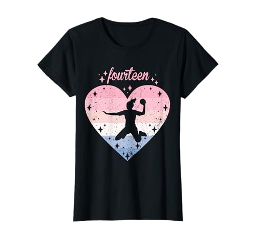 14 Jahre Handball Geburtstag Mädchen 14. B-Day T-Shirt von Retro Handball Themed Girls Birthday Designs