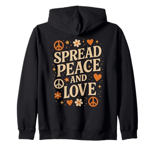 Retro Spread Peace and Love Shirt Hippie 70er Vintage Women Kapuzenjacke von Retro Hippie Peace Love Positivity Vintage Shirts