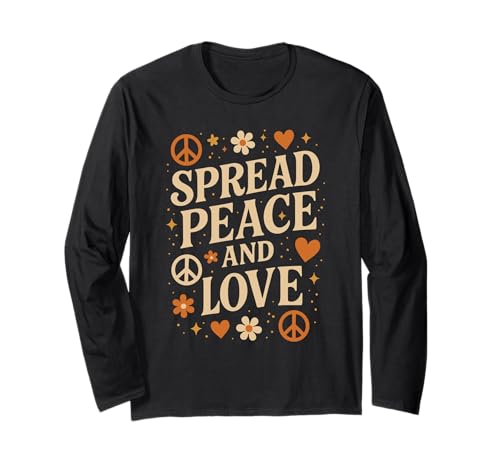 Retro Spread Peace and Love Shirt Hippie 70er Vintage Women Langarmshirt von Retro Hippie Peace Love Positivity Vintage Shirts