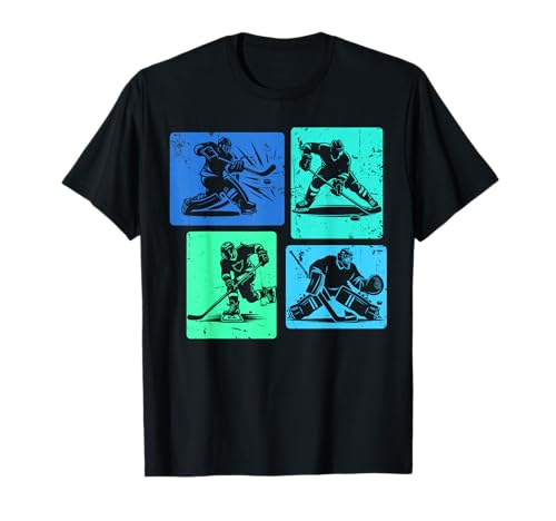 Retro-Hockey-Spielerbekleidung Unisex Kinder Hockey-Kinder-T-Shirt Schwarz S Klassisch Crew-Ausschnitt Kleinkind Kleidergröße 36 Kurzarm T-Shirt von Retro-Hockey-Spielerbekleidung
