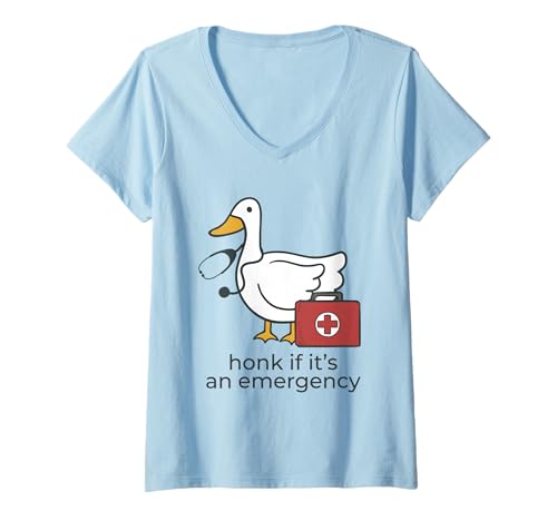 Damen Hupen, wenn es EIN Notfall ist, Dumme Gans, Krankenschwester, RN, Nurse, ER T-Shirt mit V-Ausschnitt Damen Hupen, wenn es EIN Notfall ist, Dumme Gans, Krankenschwester, RN, Nurse, ER T-Shirt mit V-Ausschnitt von Retro Honk If It's An Emergency Silly Goose Nurse