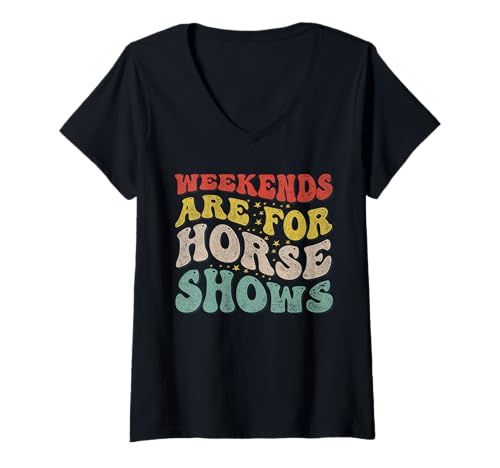 Damen Die Wochenenden sind für Pferdeshows und Pferdesport da T-Shirt mit V-Ausschnitt Damen Die Wochenenden sind für Pferdeshows und Pferdesport da T-Shirt mit V-Ausschnitt von Retro Horse Lover Apparel