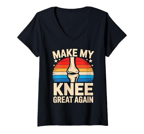 Damen Make My Knee Great Again Retro-Stil T-Shirt mit V-Ausschnitt von Retro Humor Joint Health Enthusiasts