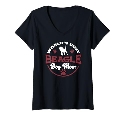 Damen Weltbester Beagle Dog Mom Beagle T-Shirt mit V-Ausschnitt Damen Weltbester Beagle Dog Mom Beagle T-Shirt mit V-Ausschnitt von Retro Hunde Mama verschiedene Hunderassen Motive