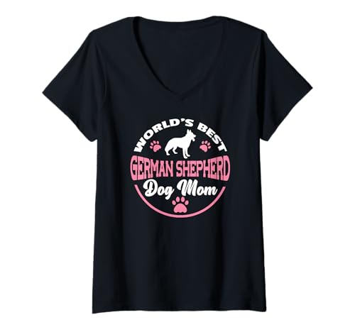 Damen Weltbester German Shepherd Dog Mom German Shepherd T-Shirt mit V-Ausschnitt Damen Weltbester German Shepherd Dog Mom German Shepherd T-Shirt mit V-Ausschnitt von Retro Hunde Mama verschiedene Hunderassen Motive