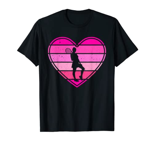 I Love Tennis Vintage Schläger Schläger Design für Damen Herz T-Shirt von Retro I Love Tennis Cute Tees