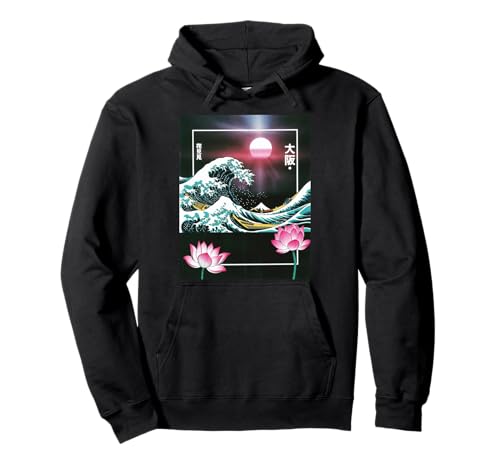 Japanische Wave Art Hanami Lotus Sunset Mount Fuji Damen Herren Pullover Hoodie Japanische Wave Art Hanami Lotus Sunset Mount Fuji Damen Herren Pullover Hoodie von Retro Japan Aesthetic Ocean Sunrise Cultural